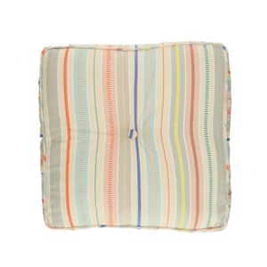 Multi-coloured, striped organic cotton seating cushion, 50 x 50 cm 