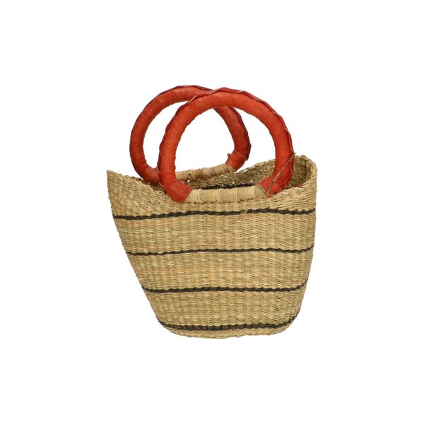 Bolga basket/shopping bag, butterfly shaped, small, striped  