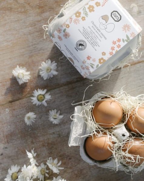 Hazelnoot praliné eieren in eierschaal, 4 stuks, doosje 200 gram