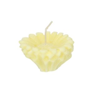 Yellow, flower-shaped candle