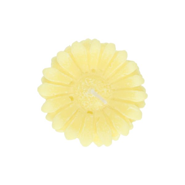 Yellow, flower-shaped candle