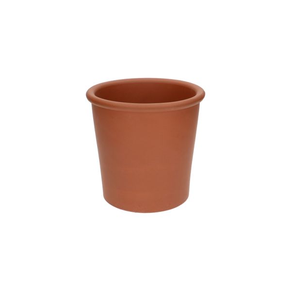 Dark terracotta flowerpot with rounded lip, ø 17 cm