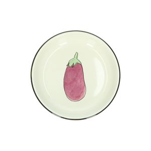 Enamel soup plate, aubergine motif, ø 22 cm