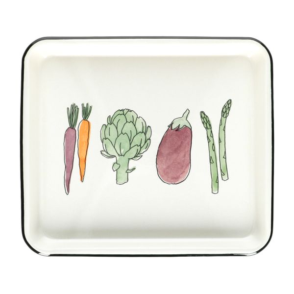 Dienblad, emaille, groente, 26 x 30 cm
