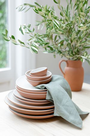 Terracotta, pebble coloured soup plate, ø 23 cm