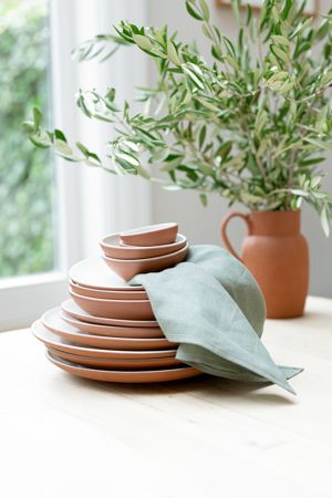 Terracotta, pebble coloured bowl, ø 15 cm