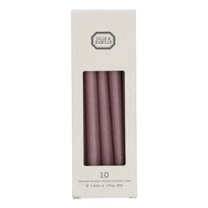 10 narrow, purple candles, 17 cm