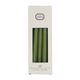 10 narrow, dark green,  candles, 17 cm