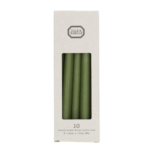 Kaarsjes smal, donkergroen, 17 cm, 10 stuks