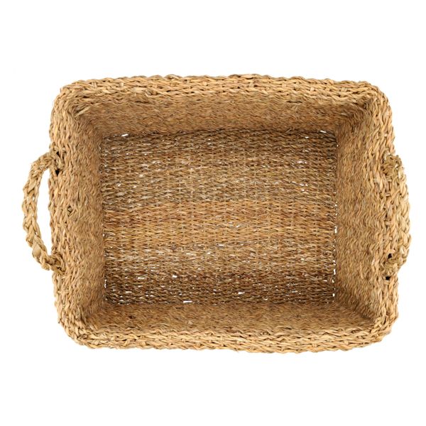 Mand, zeegras, rechthoekig, groot  Mand, zeegras, rechthoekig, groot