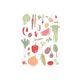 Organic cotton tea towel, fruit and vegetable motif 50 x 70 cm