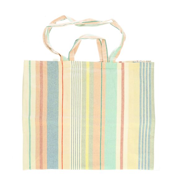 Tasche, Bio-Baumwolle, mehrfarbig, gestreift, 48 x 54 x 15 cm