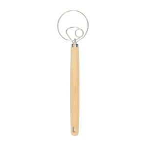 Stainless steel dough whisk with rubberwood handle