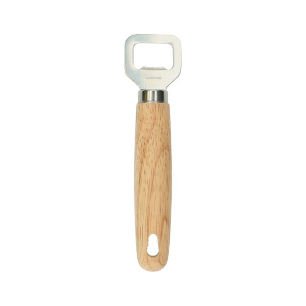 Stainless steel and rubberwood bottle opener