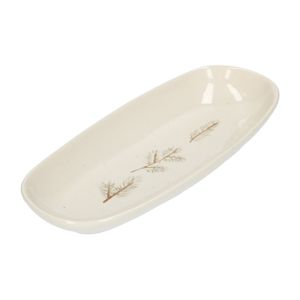 Servierplatte, oval, beige, Tannenzweige, Steingut