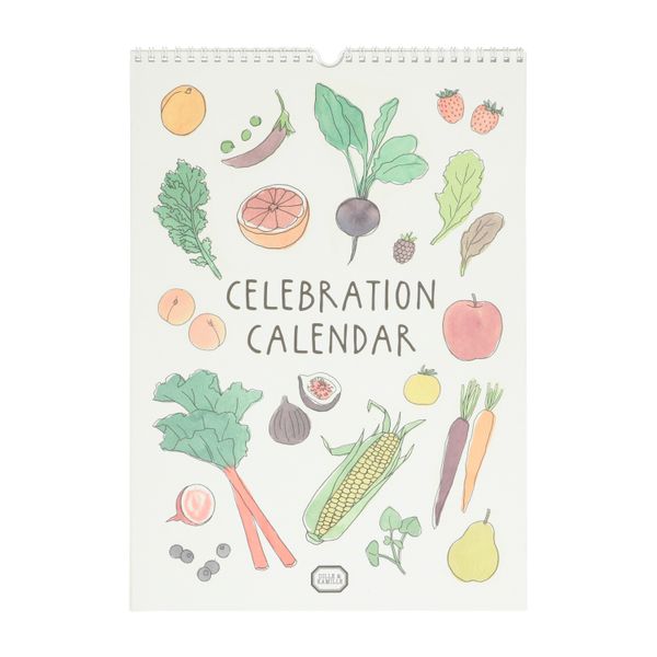 Calendar, vegetables and fruit