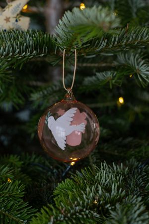 Christmas bauble, glass, pigeon