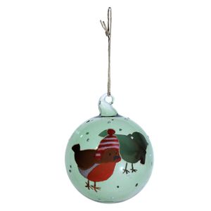Kerstbal vogel, glas, transparant