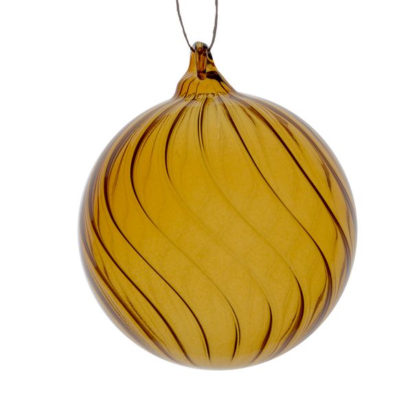 Christmas baubles swirl, yellow, set of 3