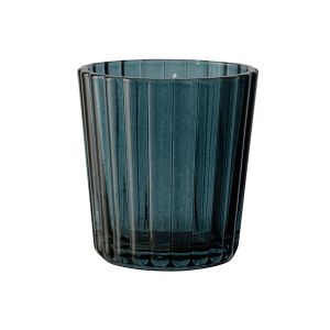 Bougeoir pour bougie chauffe-plat, nervuré, verre, bleu