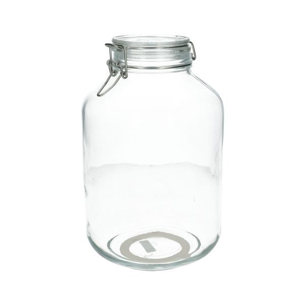 Bocal à fermeture mécanique, rond, 5 litres, verre résistant à la chaleur Bocal à fermeture mécanique, rond, 5 litres, verre résistant à la chaleur