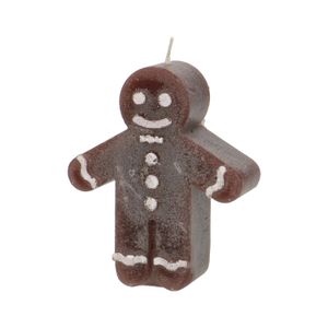 Dark brown, gingerbread man-shaped candle