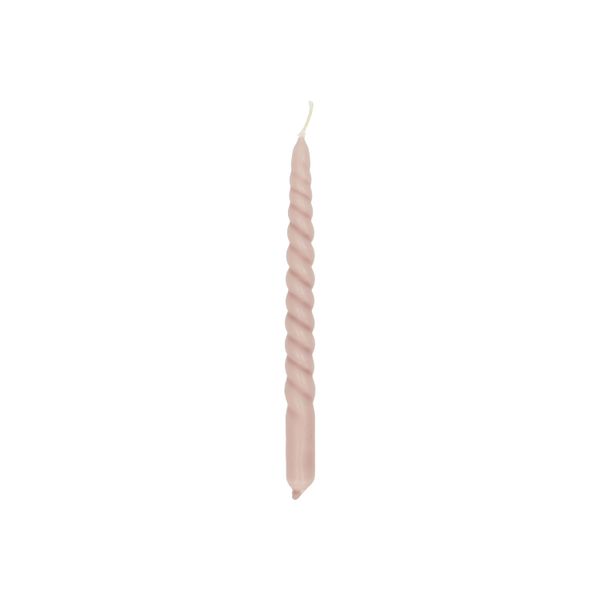 Swirl candles, thin, pink, set of 6