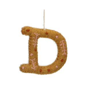 Christmas ornament, the letter D, felt