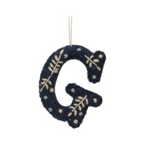 Christmas ornament, the letter G, felt