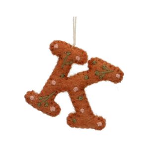 Christmas ornament, the letter K, felt
