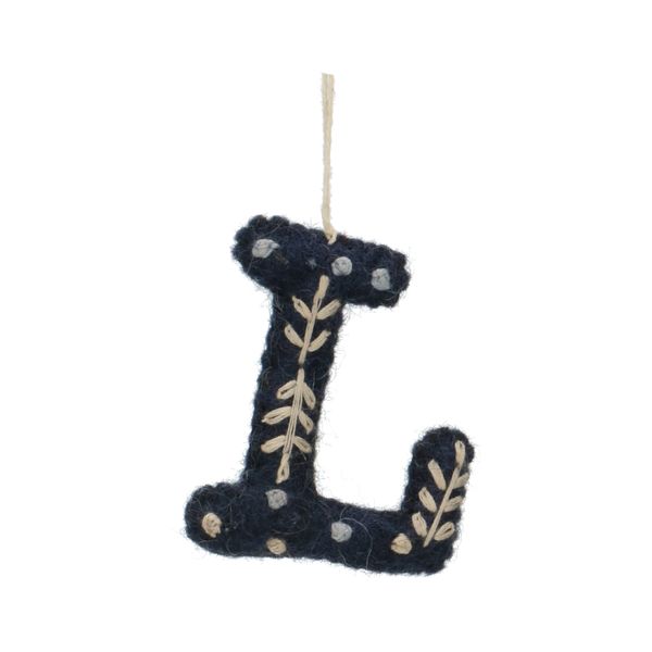 Christmas ornament, the letter L, felt