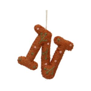 Christmas ornament, the letter N, felt