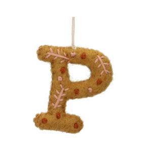 Christmas ornament, the letter P, felt