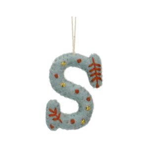 Christmas ornament, the letter S, felt