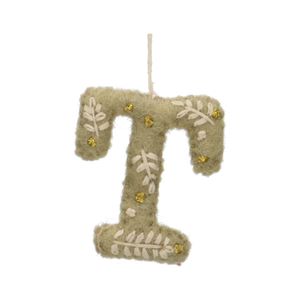 Christmas ornament, the letter T, felt
