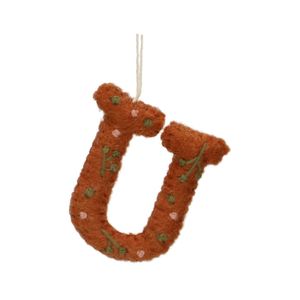Christmas ornament, the letter U, felt