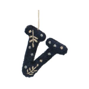 Christmas ornament, the letter V, felt
