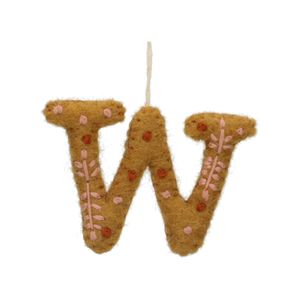 Christmas ornament, the letter W, felt