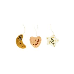 Suspension de Noël, feutrine, coeur, lune & étoile, lot de 3