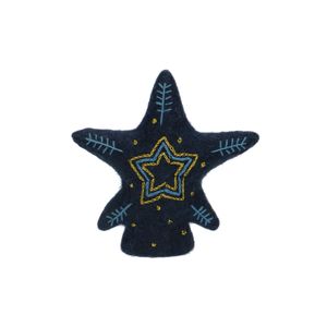 Christmas tree topper, felt, star, blue/white