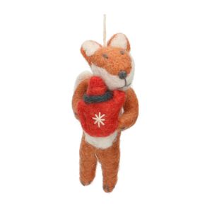Felt, fox-shaped Christmas decoration