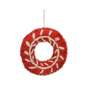 Red felt, wreath-shaped Christmas decoration