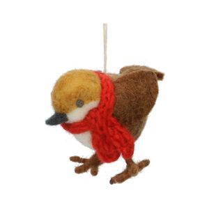 Suspension de Noël, oiseau avec écharpe, feutrine