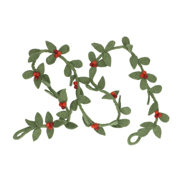 Guirlande de Noël, feuilles et baies, feutrine