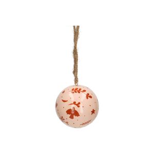 Kerstbal, papier maché, roze
