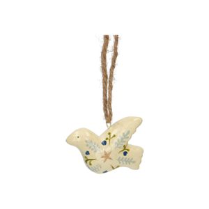 Suspension de Noël, colombe, papier mâché, blanc cassé