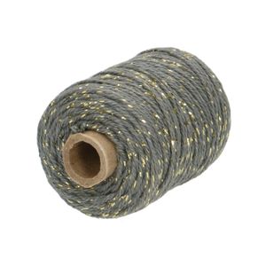 Blue-grey & gold, glittery cotton cord, 50 m