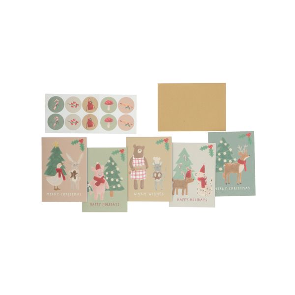 Cartes de Noël + enveloppes, animaux, boîte de 10