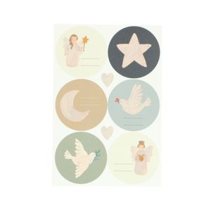 36, angel and dove motif, round Christmas stickers
