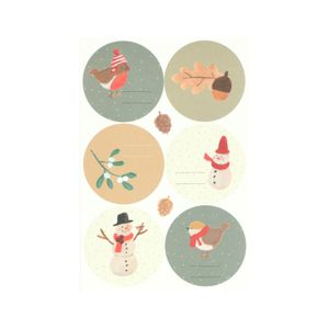 Autocollants de Noël, jardin d'hiver, rond, 36 pièces